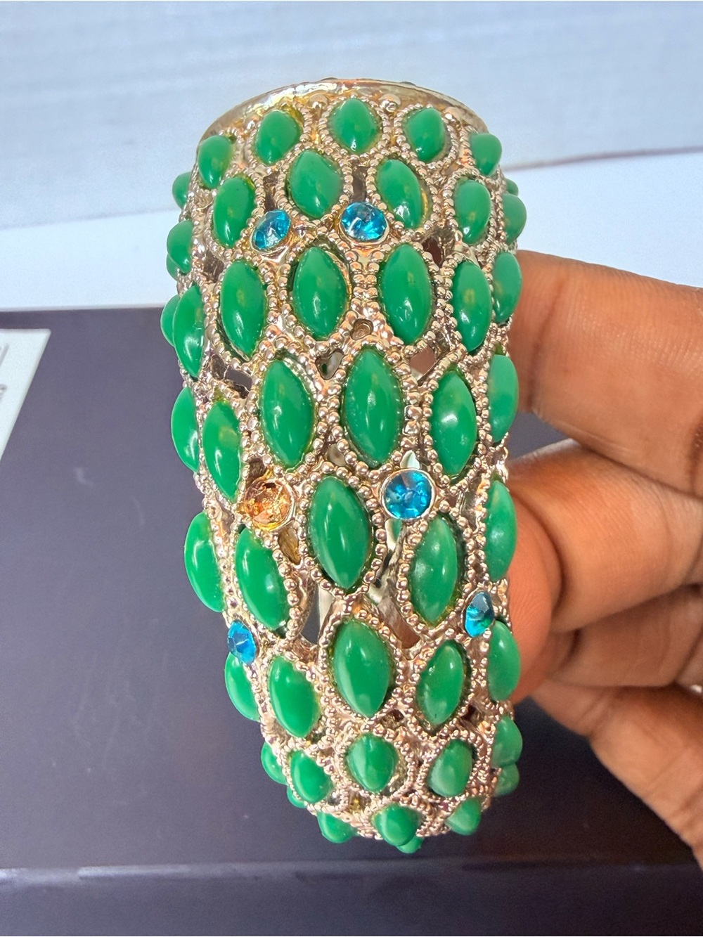 Joan Rivers Turquoise and Blue Crystal Hinged Cuff Bracelet - Picture 6 of 6